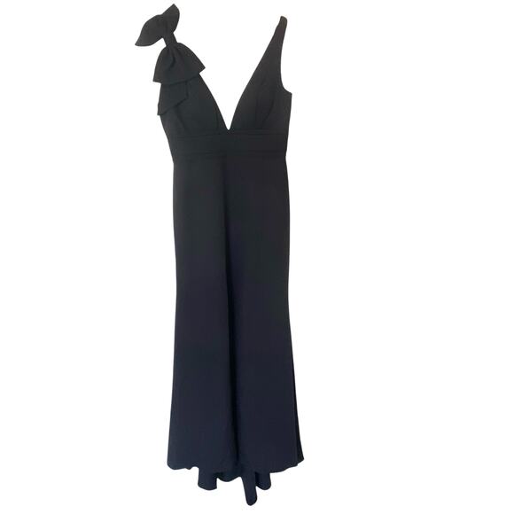 MAC DUGGAL Sleeveless V Neck Bow Detail Mermaid Maxi Gown NWT Black, Size 10 - Picture 16 of 16